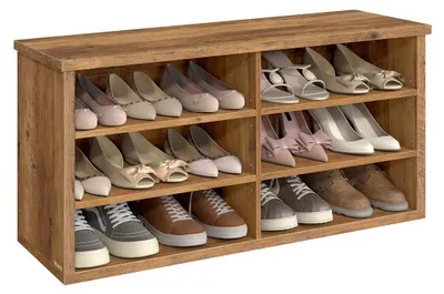 Produktbild von Schuhbank mit Stauraum, verstellbare Ablagen, braun, 29,5 x 100 x 50 cm