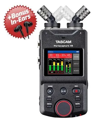 Produktbild von Tascam Portacapture X6 Audio-Recorder + Bonus In-Ear Kopfhörer