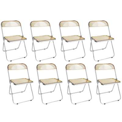Produktbild von Klappstuhl 8er Set Lounge-Sessel Besuchersstuhl PET Transparente Bernstein
