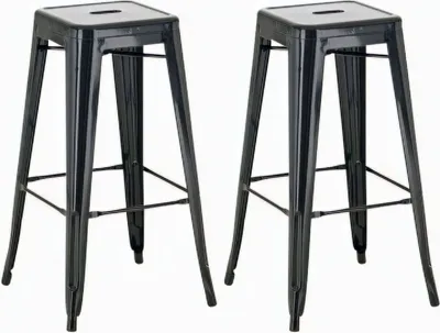 Produktbild von CLP 2er Set Barhocker Joshua aus Metall mit Fußstütze schwarz