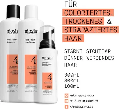 Produktbild von Nioxin Scalp + Hair Kit System 4 Hair Care for Damaged, Visibly Thinning Hair Shampoo, Conditioner & Scalp Treatment
