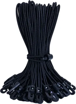 Imagen del producto de Bandas elásticas con gancho, de 30 cm, paquete de 50 unidades, para lonas y tiendas de campaña