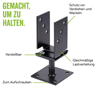 Produktbild von Alberts U-Pfostenträger, zum Aufschrauben, lichte Breite 71 - 131 mm, Höhe 110 mm