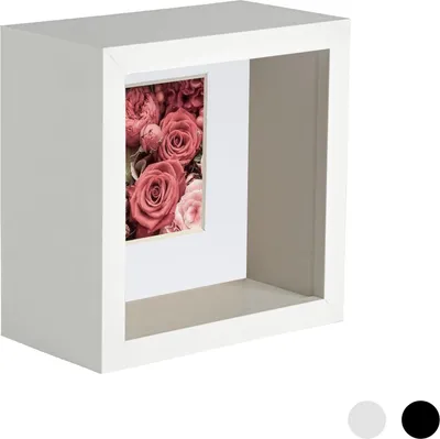 Produktbild von Nicola Spring 4 x 4 3D-Schatten-Tief Box Photo Frame - Craft Anzeigen Bilderrahmen mit 2 x 2-Halterung - Weiß