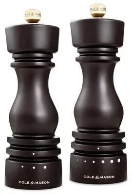 Gewürzmühlen-Set aus Buchenholz, 18 cm, 2 Stück, manuell, einstellbar