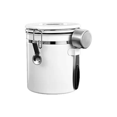 Produktbild von Kaffeedose oder Kaffeedose für Kaffeebohnen, Tee, Zucker und Mehl, Edelstahl, Kaffeekanister, luftdichter Behälter(Weiß, 1500 ml)