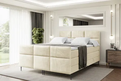 Produktbild von ALTDECOR Boxspringbett mit Schwarz Füßen, Matratze und Lattenrost, Topper, Fußteil, Polsterbett mit Bettkasten, Bett mit Stauraum H3- und H4- Matratze -OHIO-FC-Z KING-140x200 - Beige Casablanca