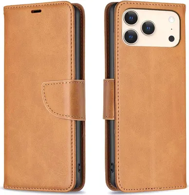 Produktbild von Mobigear Excellent iPhone 17 Pro Hülle Klapphülle Geldbörse - Cognac