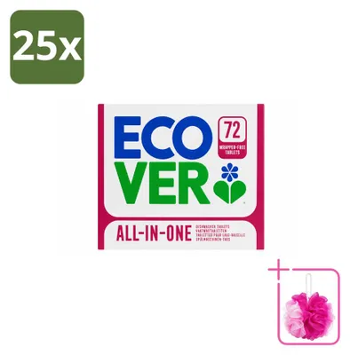 Produktbild von 25 x Ecover All-in-One Spülmaschinentabs - Zitrone & Mandarine - Sparpackung - 25 Stücke