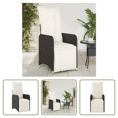 Produktbild von The Living Store Gartensessel Verstellbar mit Kissen Schwarz Poly Rattan