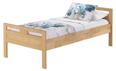 Produktbild von Massivholzbett Seniorenbett Buche natur 90x200 Einzelbett Hohes Bett Zubehör wählbar V-60.74-09 ohne Zubehör