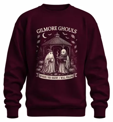 Zdjęcie produktu dla Gilmore Ghouls, gdzie się udasz, podążę za Geister Halloween Kürbis Uni  Sweatshirt Pullover, bordowy, XL