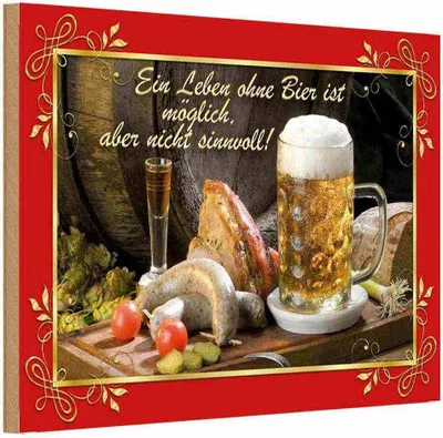 Produktbild von vianmo Holzschild 12x18 cm Leben ohne Bier ist sinnlos Essen Trinken