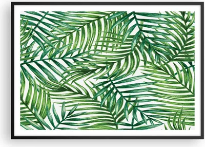 Produktbild von Gerahmtes Poster - Schwarzer Rahmen - Palme Blatt grün - 100x70 cm - Wand Bild - Wanddeko - Wandbilder - Kunstposter - Wandposter - Bilderrahmen - Bilder - Kunstdruck - Wandbild - P2BAA100x70-3777