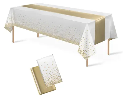 Tischläufer-Set 4 Stück, Kunststoff 137x274 cm + Satin
