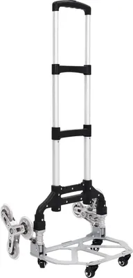 Immagine prodotto di Carrello saliscale - Carrello pieghevole - Estensibile - Capacità di carico 70 kg - Supporti antiscivolo - Corda elastica - Argento