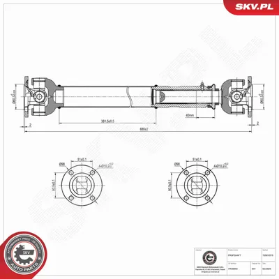 Produktbild von ESEN SKV 76SKV019 Antriebswelle Hinten für LAND ROVER Defender SUV (L316) Defender SUV Cabrio (L316)