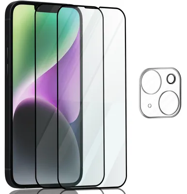 Zdjęcie produktu dla 2-pak iPhone 14 Szkło ochronne na ekran & 1-pak ochrona obiektywu - Szkło hartowane 9H - Super jakość 3D