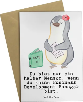 Produktbild von Mr. & Mrs. Panda Grußkarte Business Development Manager Herz - Weiß - Geschenk, hochzeitskarten, weihnachtskarten, osterkarten, einladungskarten, glückwunschkarten