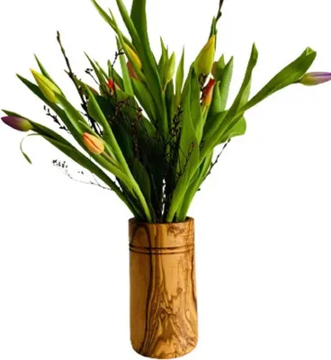 Produktbild von Vase FLORENTINE aus Olivenholz, Blumenvase, Tischvase, rustikaler Charakter, Alpin Chic, Chalet Chic