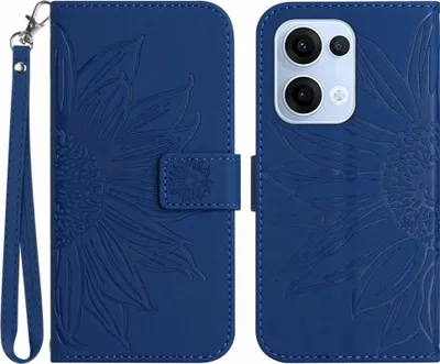 Produktbild von OPPO Reno13 5G Hülle - Coverup Sonnenblume Klapphülle mit Schlüsselband - Blau