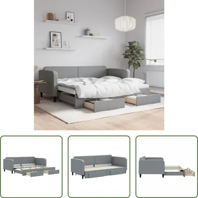Zdjęcie produktu dla The Living Store Rozkładane łóżko dzienne z szufladami jasnoszare 90x200 cm tkanina