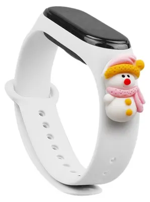 Zdjęcie produktu dla Strap Xmas opaska do Xiaomi Mi Band 4 / Mi Band 3 świąteczny silikonowy pasek bransoletka biały (bałwanek 2)