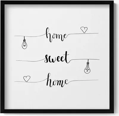 Produktbild von Inschrift an einer Wohnung „Home, sweet home“– Wandbild mit Rahmen – Gerahmtes Bild – Wanddekoration – 50x50 cm – Schwarz Rahmen