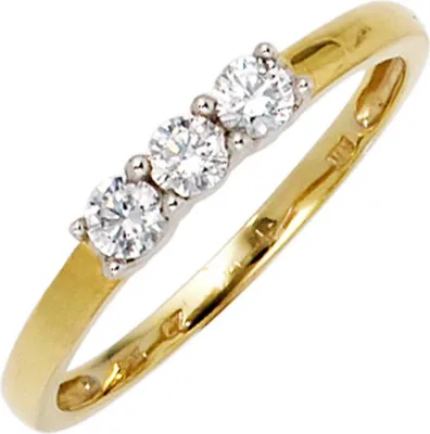 Produktbild von JOBO Damen Ring 333 Gold Gelbgold Weißgold kombiniert 3 Zirkonia Goldring Größe 50