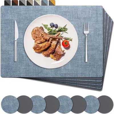 Produktbild von Famanu Platzsets Blau - Set von 8 dekorativen Tischuntersetzern