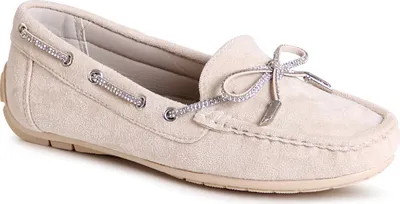 Produktbild von topschuhe24 3007 Damen Velours Mokassins Komfort Glitzer Slipper , Farbe:Beige, Größe:36 EU