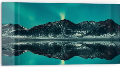Produktbild von DEQORI Küchenrückwand Glas 80x40 cm 'Polarlichtzauber' Spritzschutz Bad Rückwand Küche