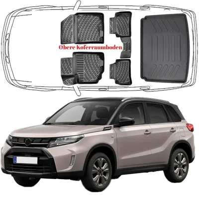 Produktbild von 3D Auto Fußmatten & Obere Kofferraumwanne Set Kompatibel mit Suzuki Vitara Typ LY ab 2015