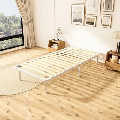 Image de TEENO Sommier à Lattes 90x190 cm avec 6 Pieds | Lit 1 Personne pour Adulte | 16 Lattes | Structure Résistante et Confortable