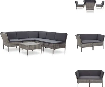 Produktbild von vidaXL 6-tlg. Garten-Lounge-Set mit Auflagen Poly Rattan Grau -  Gartenmöbel-Sets