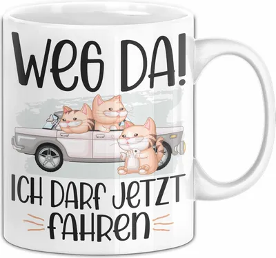 Produktbild von Führerschein Bestanden Geschenk Tasse Bestandener Führerschein Weg Da Fahrschule Kaffee-Becher (Weiß)