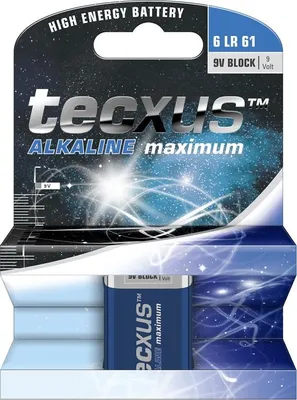 Image de Tecxus 23639 Alcaline maximum 6LR61/6LP3146/9V bloc - Pile alcaline au manganèse (alcaline), 9 V