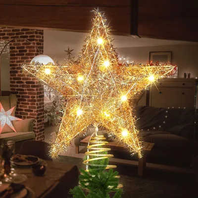 Weihnachtsbaum-Stern, 25x30cm, 20 warmweiße LEDs, gold