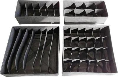 Image de Armoire à linge rembourrée pour chaussettes et sous-vêtements, armoire pliante 4 pièces, couleur grise