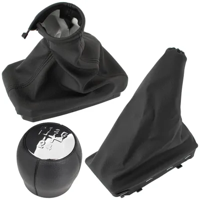 Produktbild von Opel Corsa C 2000 - Chrom-Schaltknauf (5-Gang) + Schaltsack + Handbremshebel + schwarzer Rahmen (3-teiliges Set)