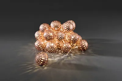 Produktbild von Konstsmide - LED Dekolichterkette, bronzefarbene Metallbälle, 24 warm weiße Dioden, 24V Innentrafo, transparentes Kabel ; 3156-603
