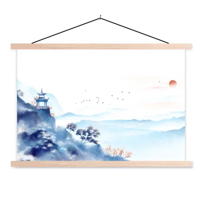 Produktbild von MuchoWow® Textilposter Malerei - Ölfarbe - Natur 120x80 cm mit holzfarbenen Rahmen - Aufhängeset