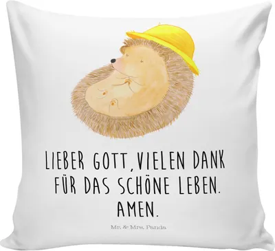 Produktbild von Mr. & Mrs. Panda kuschelkissen 40x40 Igel Beten - Weiß - Geschenk, Tiermotive, Genießen, Kissen, Dekokissen, Sofakissen, Amen, Deko, Dankbarkeit, Gott, Sonnenhut