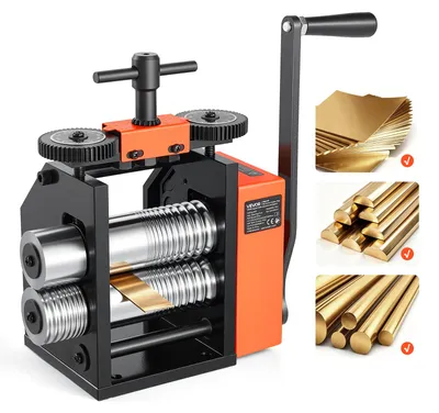 Imagen del producto de Máquina combinada de laminación, máquina de laminación para joyería, rodillos de 85 mm de ancho, rodillos planos, prensa manual para joyería, herramienta de laminación, herramientas de bricolaje para joyería (120x55 mm)