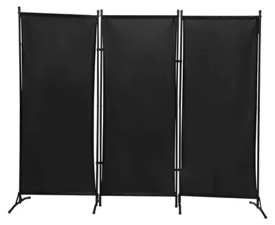 Produktbild von Raumteiler Paravent - 3-panel faltbarer Sichtschutz - Freistehende Trennwand - Raumabtrennung für Wohnung, Büro und Studentenwohnheim - Schwarz
