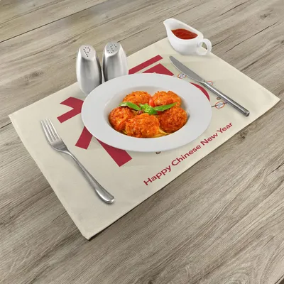 Produktbild von ABAKUHAUS Chinesisches Neujahr Platzmatten, Festlicher Lunar-Abendessen-Tisch voll von traditionellem Lebensmittel für das Familientreffen, 30 x 45 cm, Mehrfarbig