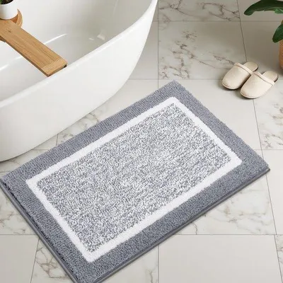 Obrázek produktu pro Uniqoos® měkká protiskluzová rohož do koupelny – mikrovlákno, protiskluzová spodní strana z TPR, vysoce savá, světle šedá, 60 x 90 cm