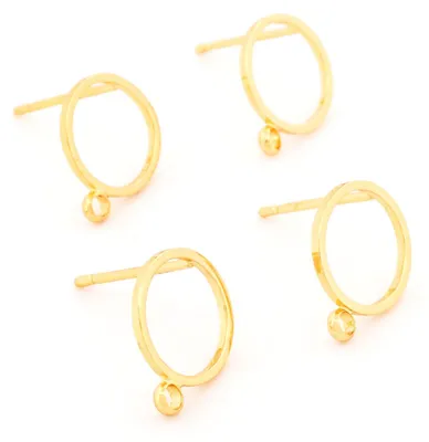 Produktbild von Vintageparts Ohrstecker 10mm mit Aufhängung 18k goldbeschichtet, 4 Stück