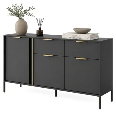 Produktbild von Hametesi - Anrichte, 153x40x81h cm Schwarz, 2 Schubladen