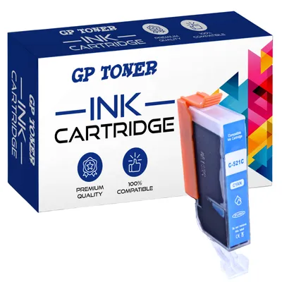 A product shot of an ink cartridge box with an ink cartridge placed in front of it.